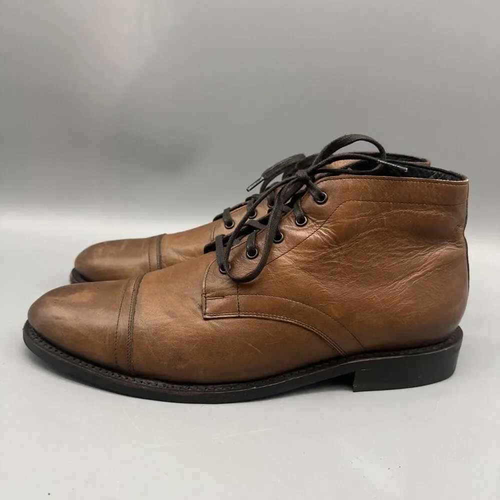 Thursday Boot Co Cadet Boots Size 12.5 M Walnut Tan Leather Cap Toe Lace Up Mens